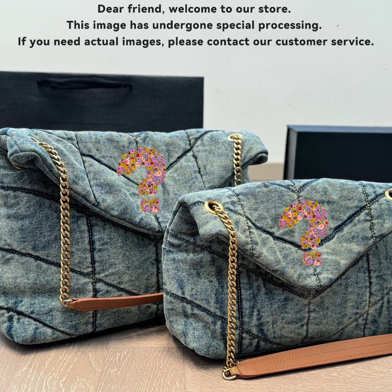 New women's shoulder bag new luxury washed denim blue handbag cloud chain quilted crossbody bag adjustable designer women's crossbody bag