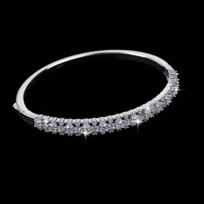 VVS Moissanite 925 Sterling Silver VVS D Color GRA Full Inlaid Sandstone Bracelet Women's High-end Engagement Wedding Jewelry