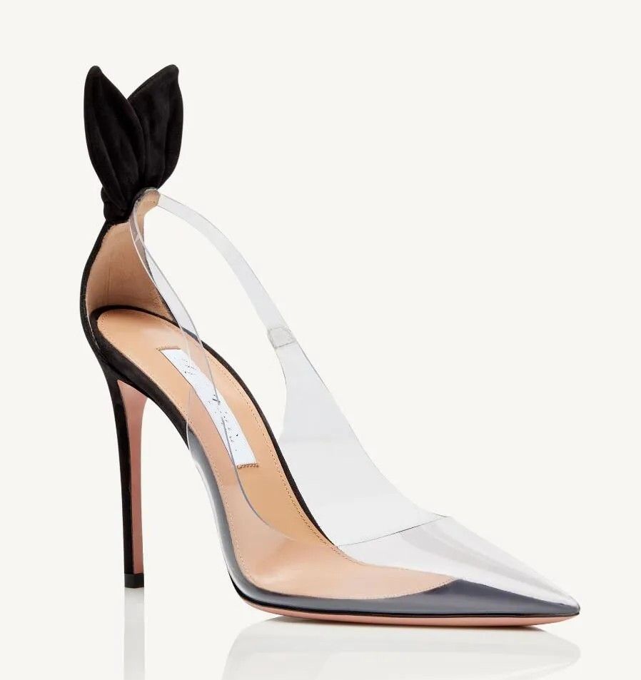 25SS Décolleté in pelle perfetti Donna Tacchi pop Scarpe sexy Sandalo a punta Papillon 105 mm Ritaglio Abito per festa di nozze Nero Nudo Pelle scam