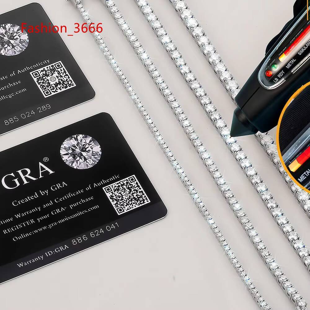 Moissanite Tennis Chain 925 Sterling Silver 14K Gold Plate Women Men Gift VVS Lab Diamond Bracelet Necklace with GRA Certificate