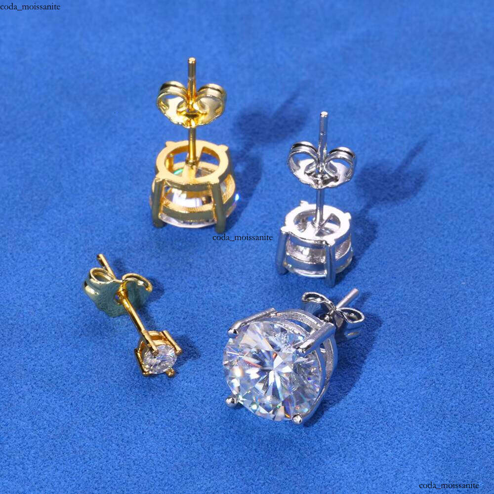 Hot Sale 3mm-10mm Classic VVS Moissanite Luxury Jewelry 925 Sterling Silver VVS Brilliant Cut Platinum/Gold Plated Earrings