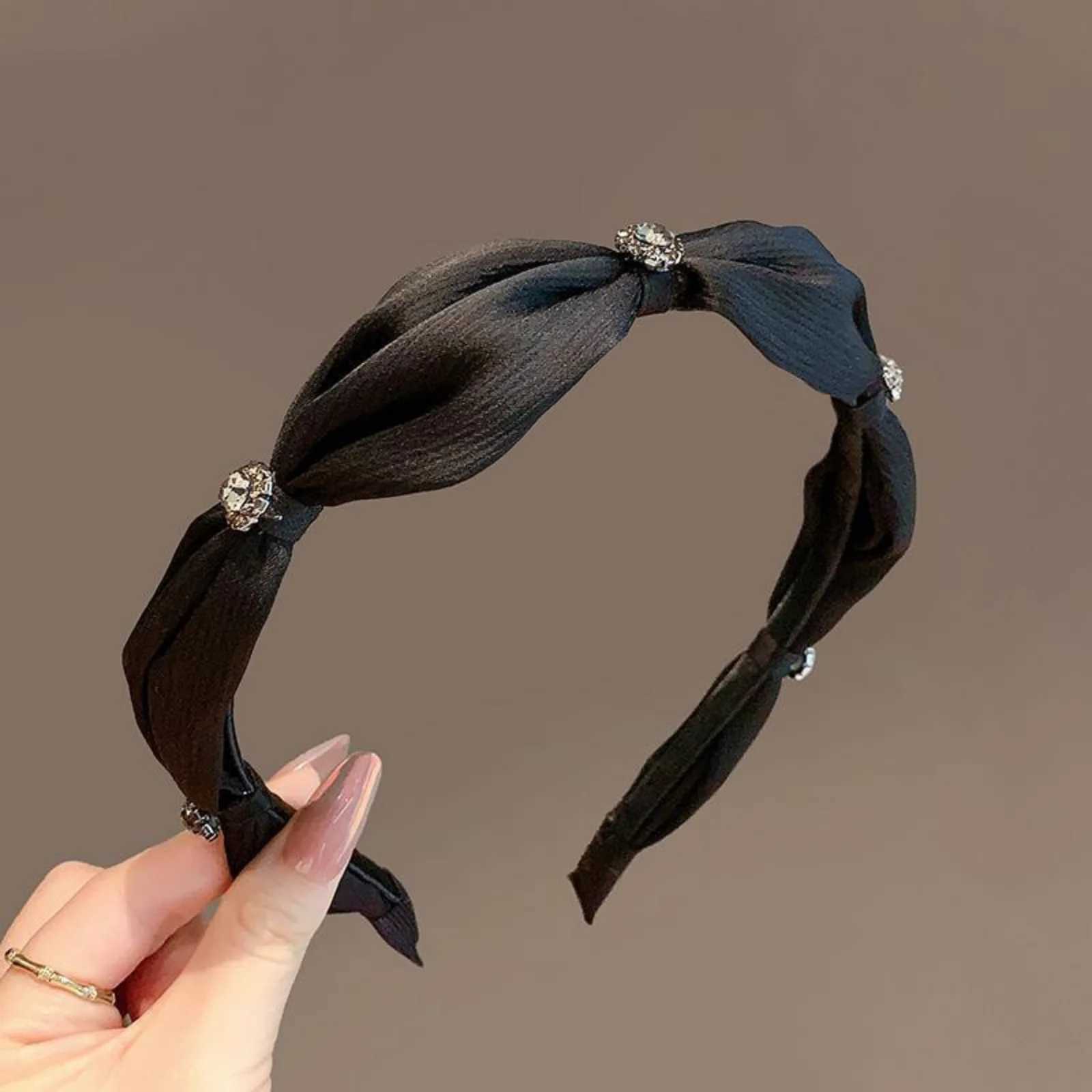 1pc Premium Korean-Style Fabric Satin Hairband with Rhinestones for Autumn Winter Retro Elegant Hair-Crimping Headband ExquisitT251210