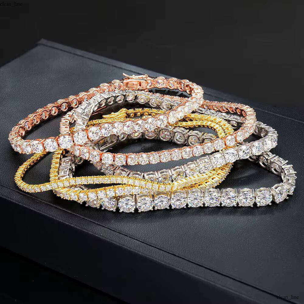 VVS Moissanite S925 Tennis Bracelet, Four Prongs, 3mm DEF Colorful Round Brilliant Cut Silicon Stone Various Electroplated Colors Available