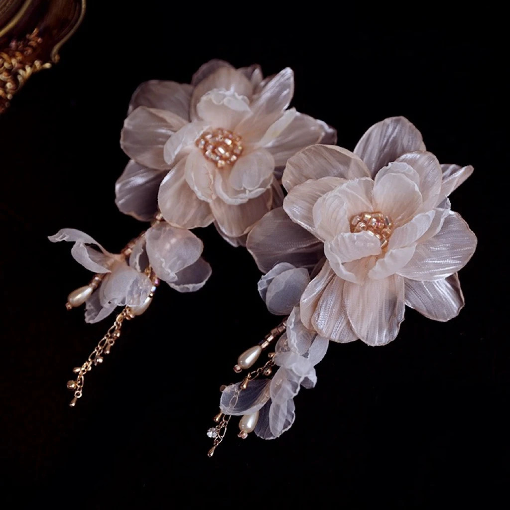 Orecchini da sposa con fiori Orecchini pendenti da matrimonio floreale per accessori da sposa Donna Ragazza Regalo di compleanno Festa Abito da sera