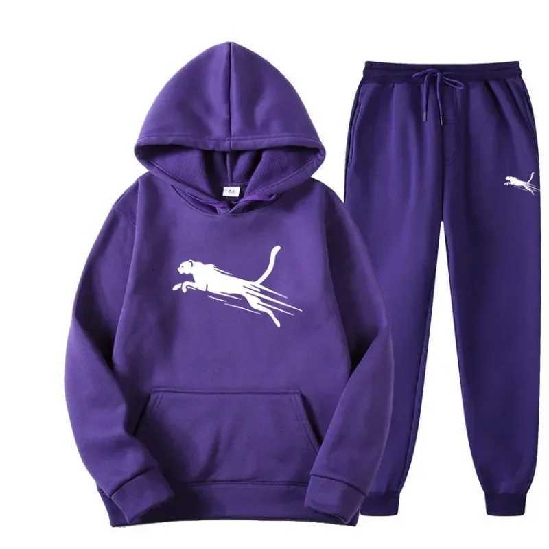 Mens hoodie set autumn and winter fashionable sweatpants set two-piece set hooded sweatshirt outdoor fashionable and comfor M251210