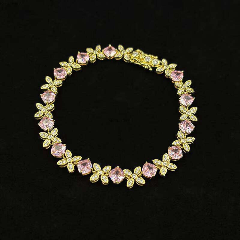 Custom Luxury 925 Silver VVS Moissanite Flower Yellow Ice Cut Bracelet VVS Moissanite Women's Wedding Jewelry
