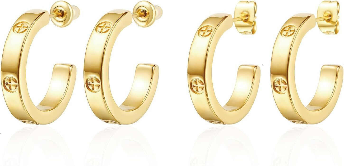 Stud Hoop Designer Love Earrings 18K Gold Plated Stainless Steel Ring Earrings Fashion Thick Heel Earrings Womens Valentines Day Christmas Birthday