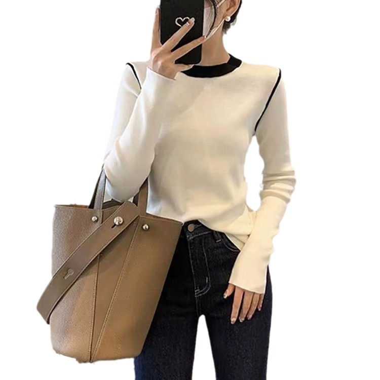 Women's Sweaters Light Sweater For Women Slim Knitwear Pullovers Jumpers Long Sleeve Top Office Wear For Women Colorblock Sweaters