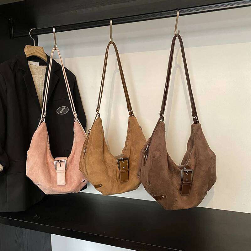 Versatile Crossbody Suede Zipper Fashion Bags For Women Hot Sale Solid Color Retro Women S Handbags