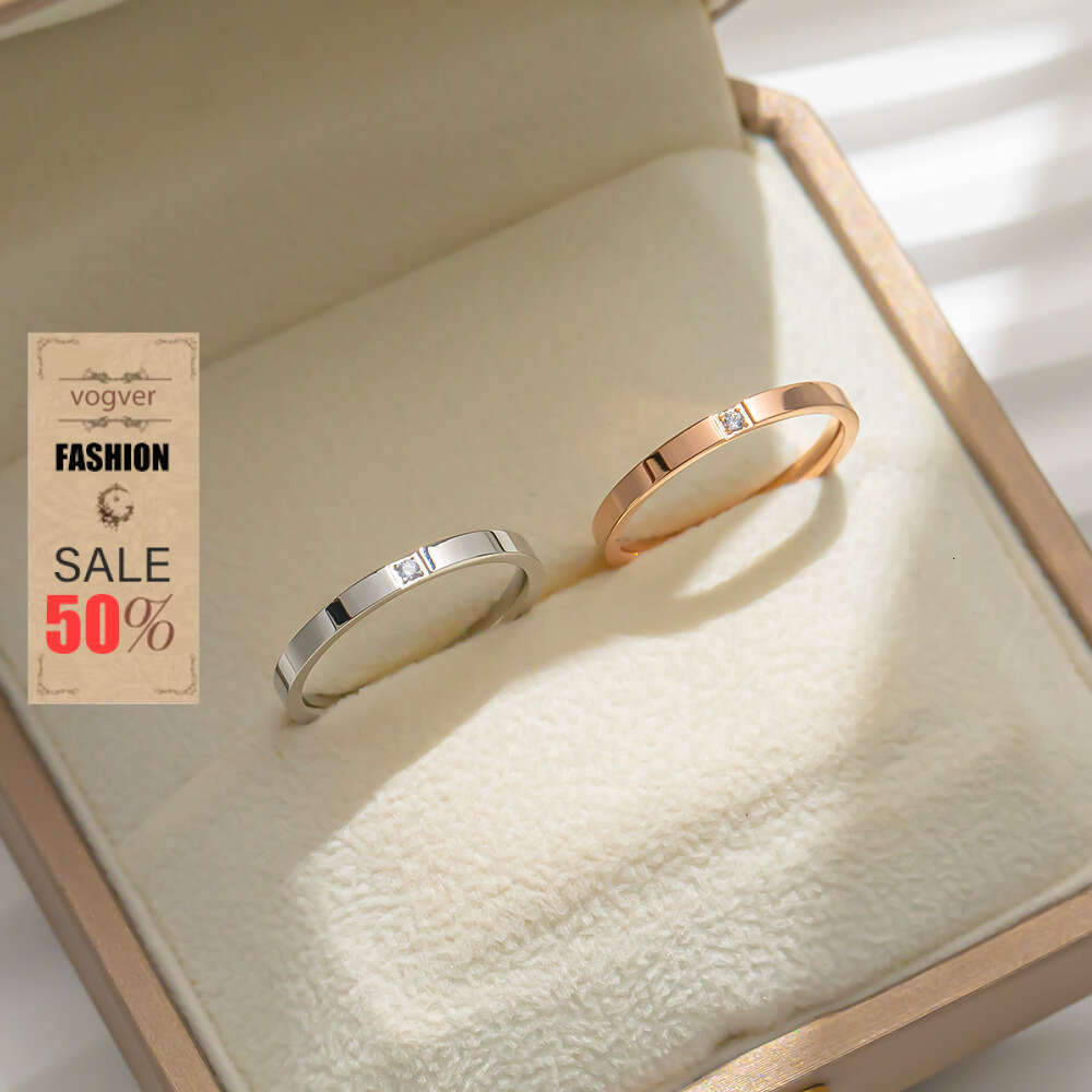 Ring For Women Designer Luxury Korean Style Simple 18K Gold Plated Titanium Steel Niche Couple Rings, Fashionable Versatile High-End Diamond Ring