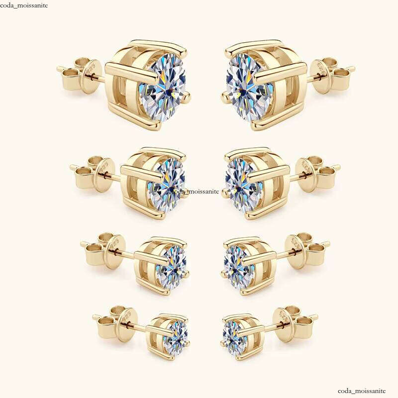 0.3-2ct VVS Moissanite 0.3ct 0.5ct 1ct 2ct D Color 925 Sterling Silver 4-Prong Classic Women's Stud Earrings