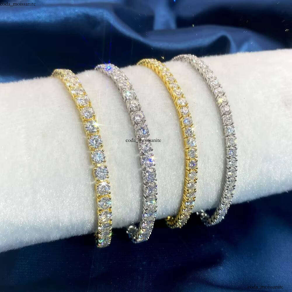 Fashion Jewelry Synthetic VVS Moissanite Chain 9K 10K 14K 18K White Silicon Stone Titanium Tennis Bracelet