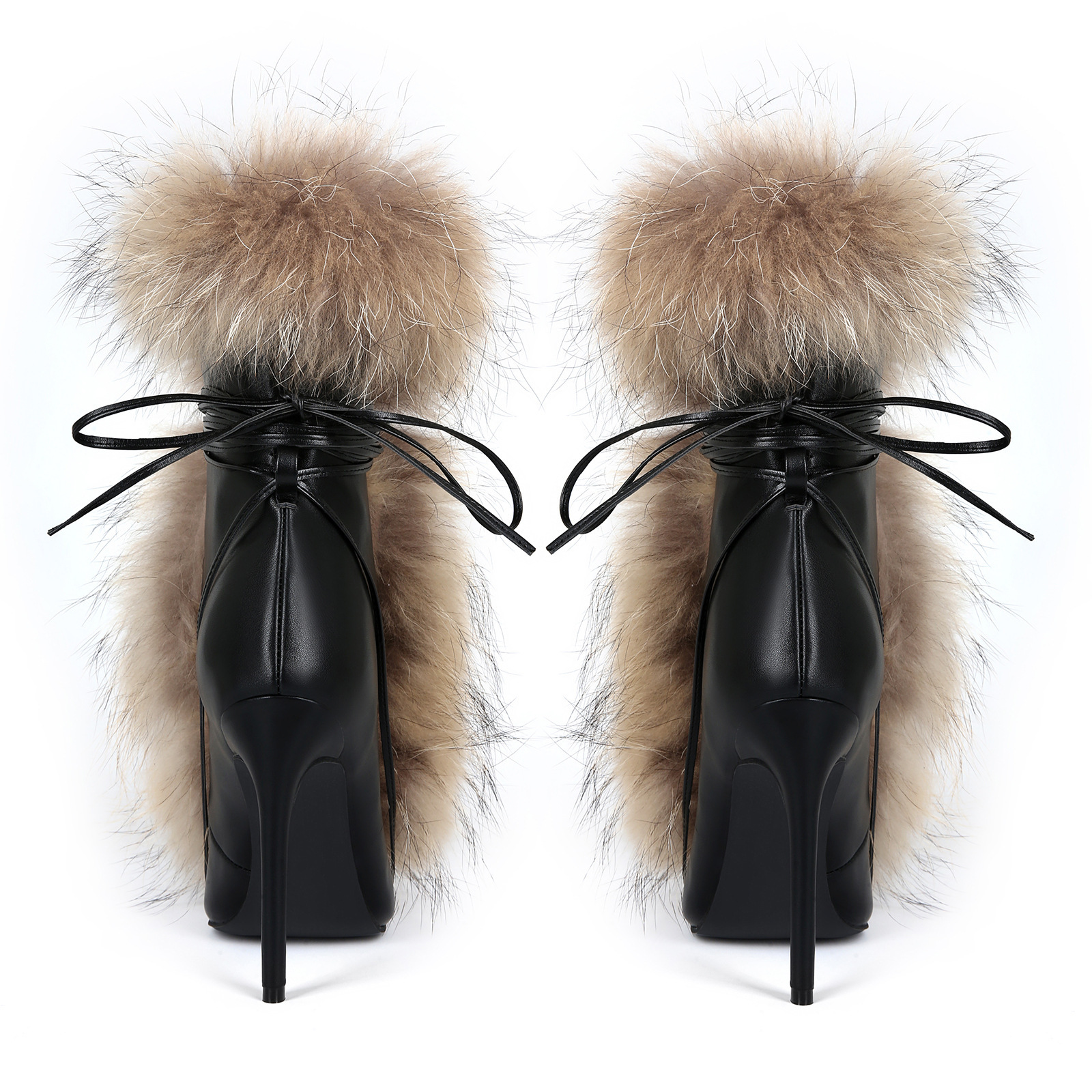 Sharp pointed boots slim high heels luxury shoes with ankle straps autumn and winter new designer shoe design warm snow boots plush sexy party dress