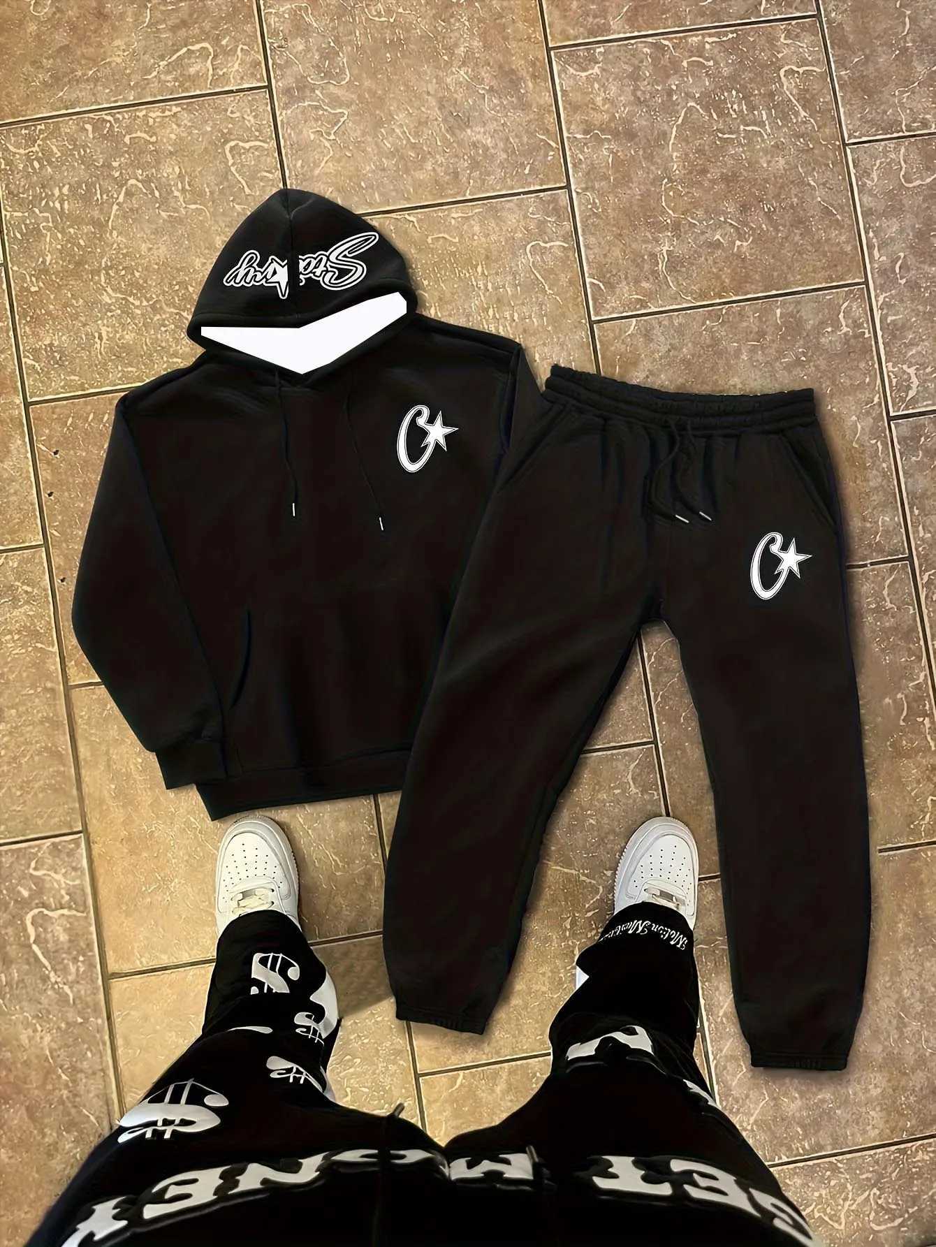 2025/26 Y2K Fashion Autumn Winter Popular Mens Clothing 3D Print Hoodies SweatshirtTrousers Jogging Suit 2 Pac Set M251210