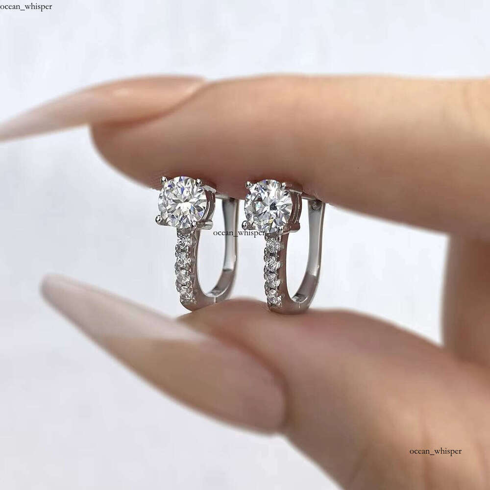 GRA Certified 0.5ct Sandstone Wedding Earrings Women's Gift Lab VVS Moissanite 925 Sterling Silver Original Fine Jewelry