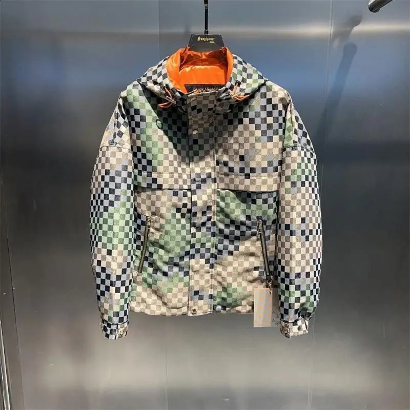 Spring and Autumn Jacket Mens Camouflage Plaid Contrast Color Casual Fashion Trend Versatile Hooded Jacket 251201