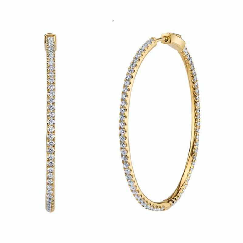 50MM grand CZ Huggie cercle boucle d'oreille glacé Bling entièrement pavé 5A cubique zircone classique mode femmes bijoux xj251210