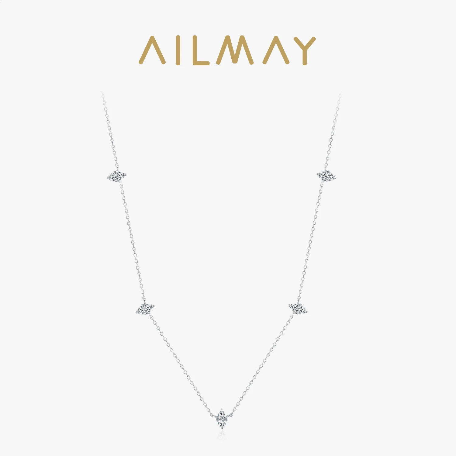 Ailmay Real 925 Sterling Silver Fashion Multiple Zircon Stackable Link Chain Necklace For Women Girls Party Accessories Jewelry 251201