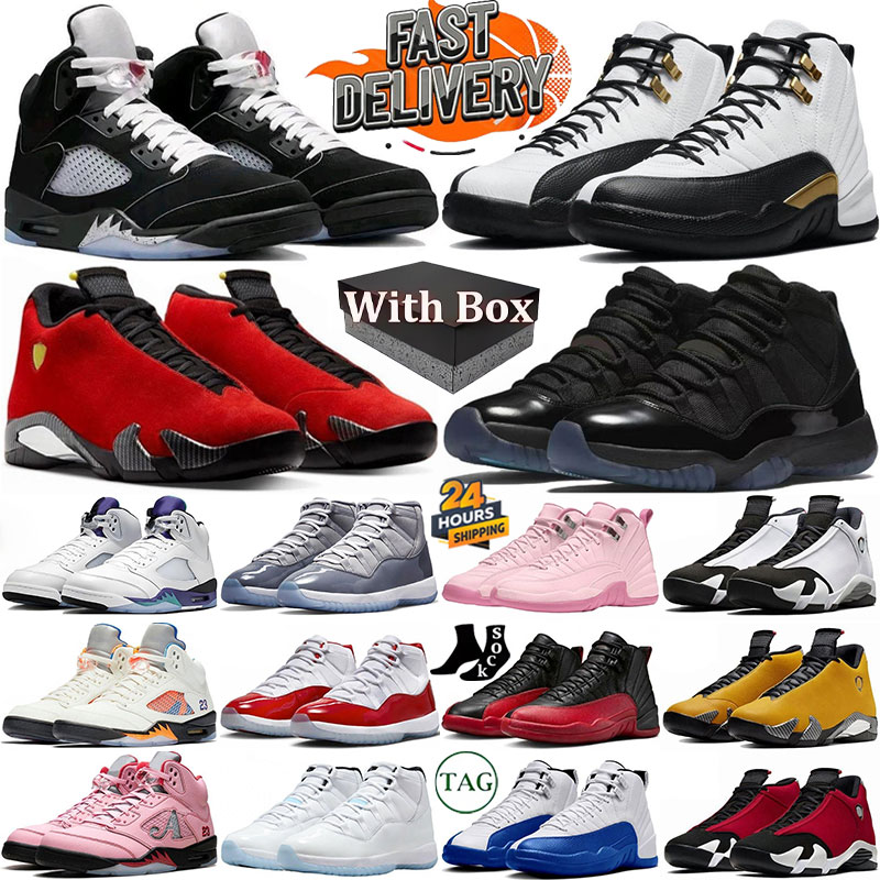 With Box 5s 11s 12s 14s basketball shoes for men women 5 Black Metallic Fire Red Ferrari Gamma Blue Cool Grey Flu Game mens sneakers womens trainers