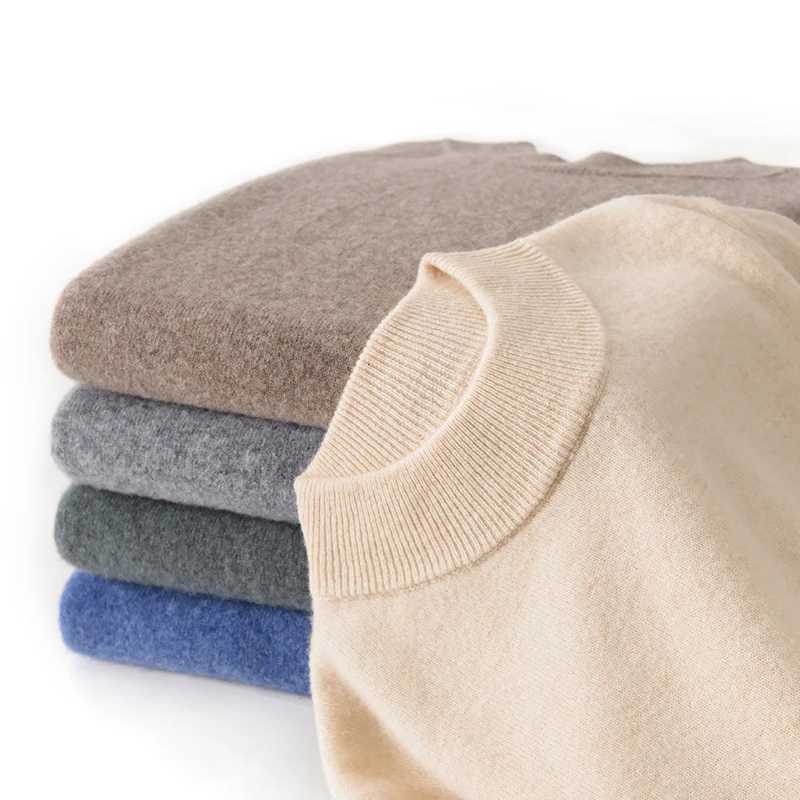 Mens Clothing 100 Merino Wool Mock Neck Pullover Casual Basic Warm Long-Sleeved Sweater Autumn and Winter Knit TopXJ251210
