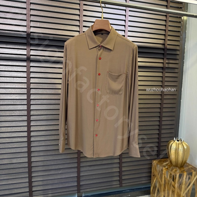 Luxury Designer Mens Shirts Kiton Business and Leisure Lapel Long Sleeve Shirt 3 Colors K1289
