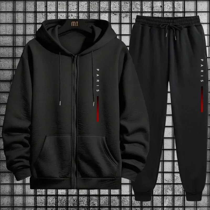2025 new zipper sweaters chandelier pants street wear chandelier autumn and winter sports suits Paris fashion print mens casual M251210