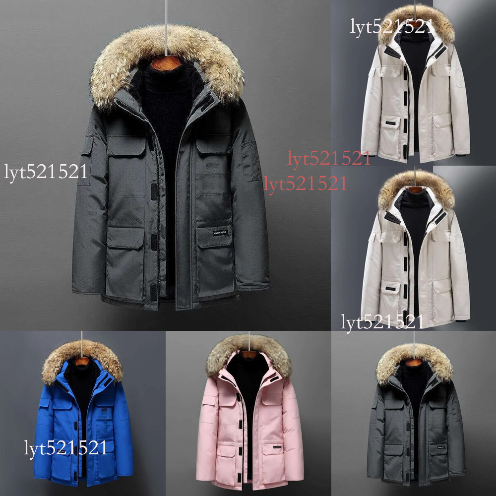 Mirror quality Canadian parkas Jacket Winter Down Coats Designer Winter Warm Wolf Fur Hood Parka Pocket Windbreaker Canada Down Coat Womens Puffer D