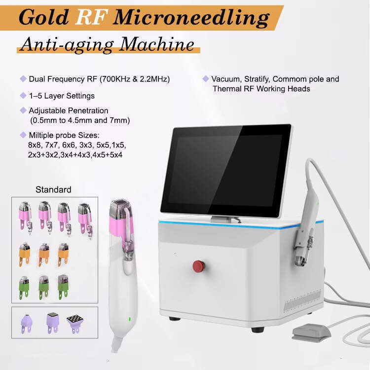 Advanced 4 In 1 Gold RF Microneedle Thermal Vacuum Stratify Skin Repairing Acne Scar Removal Microneedling Face Remodeling Anti-Aging Equipmen