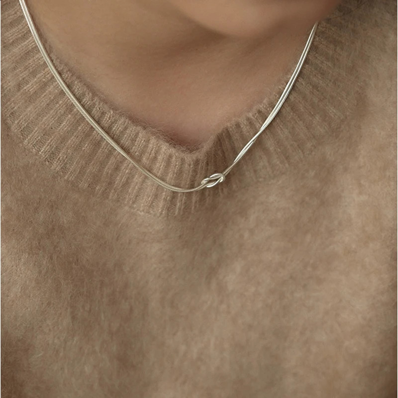 925 Sterling Silver Snake Bone Chain Fashion Simple Double-Layer Choker Necklace For Women Trendy Wedding Jewelry Accessories 251201