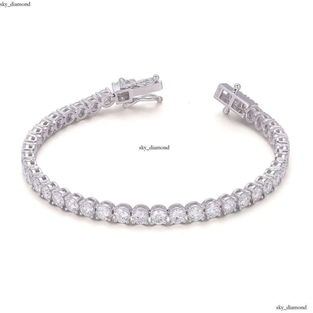 Custom Jewelry 10k 14k 18k Pure White Gold DEF VVS Lab-Grown VVS Moissanite Tennis Bracelet IGI Certified Women's Gift