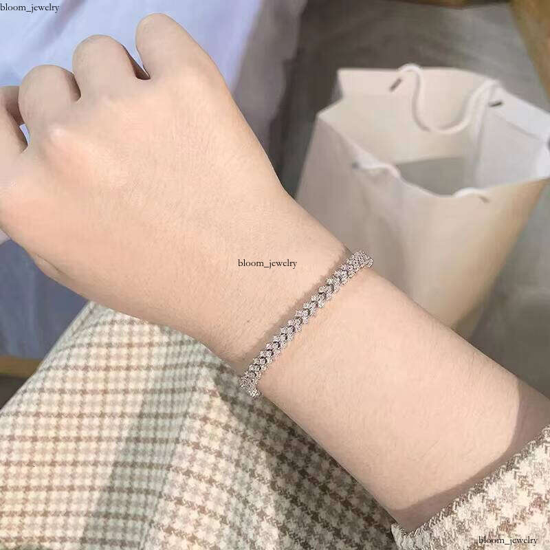 VVS Moissanite 9 Wholesale Full Insertion 1.4mm Silicon Stone Grid Tennis Simple Fashion Women's 925 Sterling Silver Chain Link Bracelet
