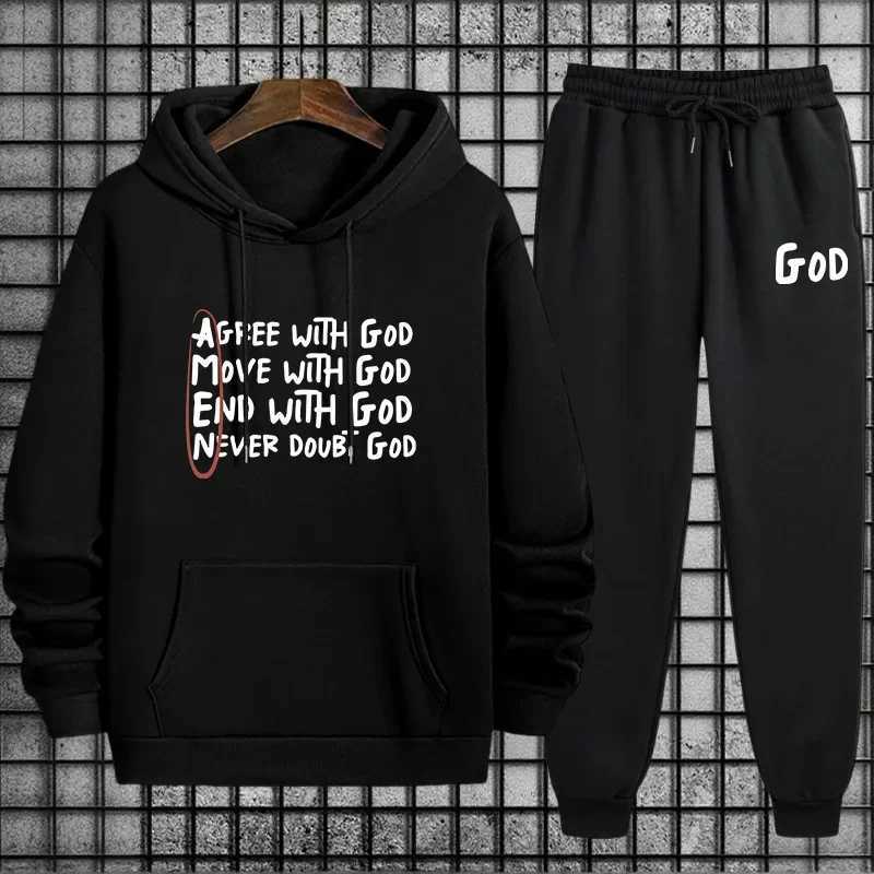 2025 New Arrival Mens Set Hoodie Sweatpants Autumn Winter Daily Casual Sporty Jogging Suit Urban Fashion Sweatshirt Outfits M251210