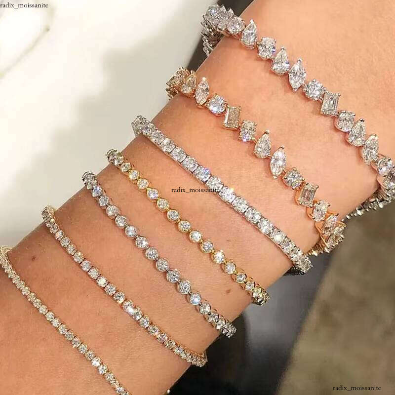 Messi Gemstone Custom Jewelry 925 Sterling Silver 14k Silicon Stone Lab-Grown VVS Moissanite Fashion Chain Tennis Bracelet