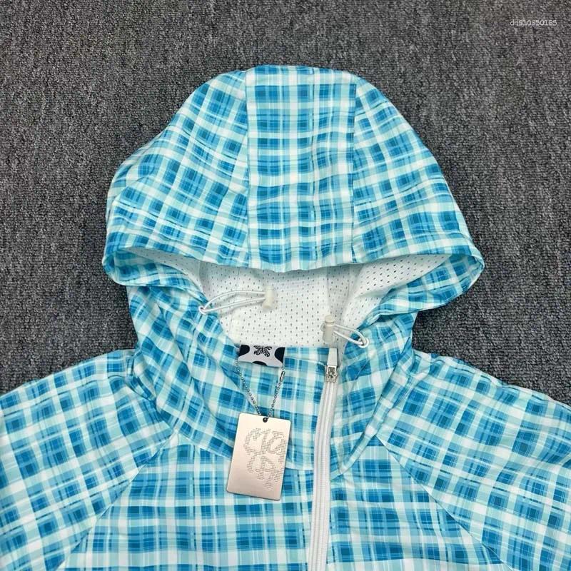 Men's Jackets Autumn Casual Vintage Jacket Streetwear Fashionable Bevel Zipper Checkered Outerwear Hooded Windbreaker T260902