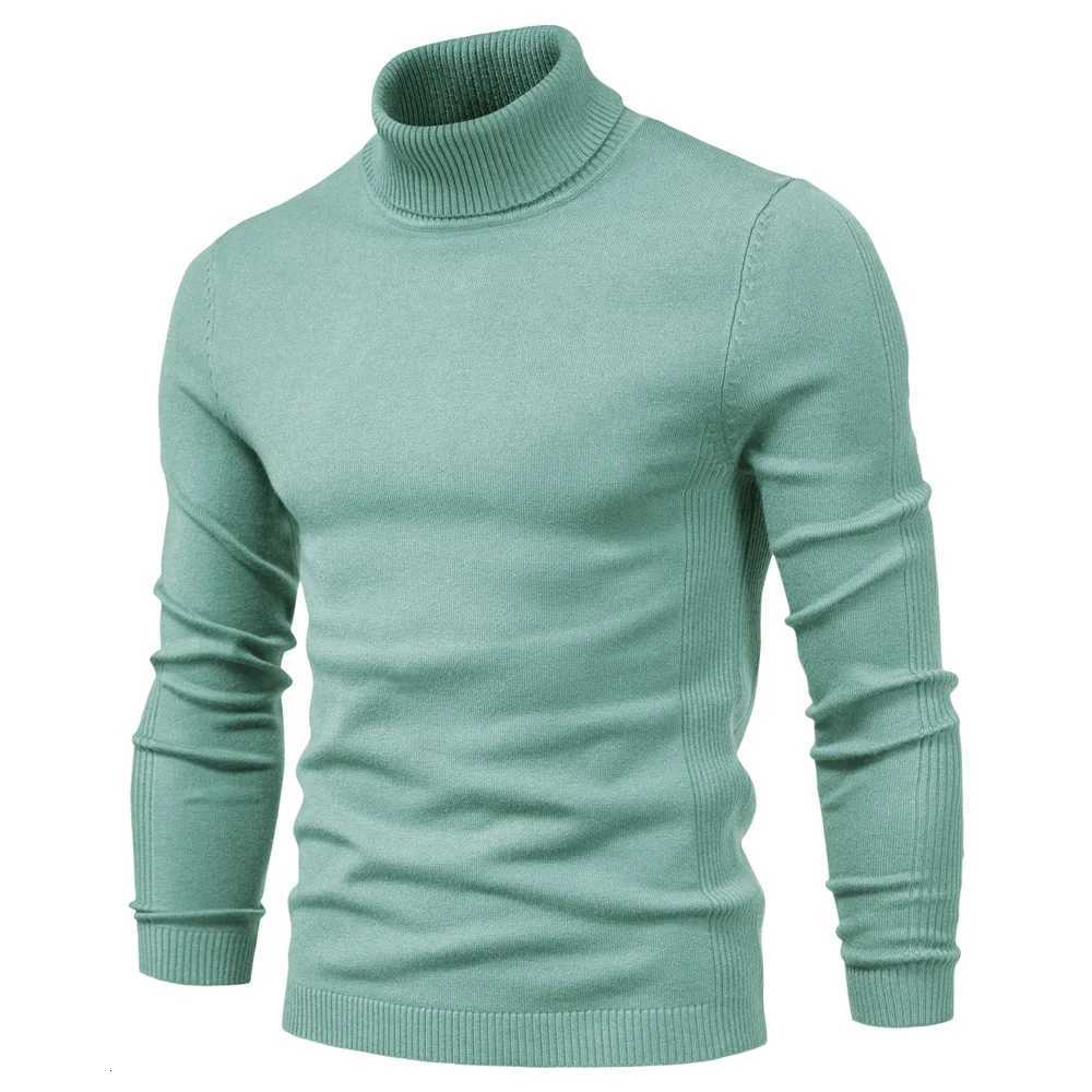 New Autumn and Winter Casual Mens Solid Color Pullover Sweater Turtleneck Mens Casual Multi-color Comfortable Knitted SweaterXJ251210