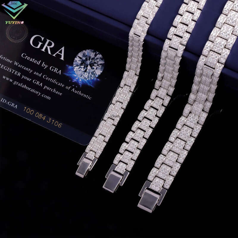 New Design Mossanite Fine Jewelry 8mm 10mm 12mm S925 Silver Moissanite VVS Lab VVS Moissanite Cuban Bracelet