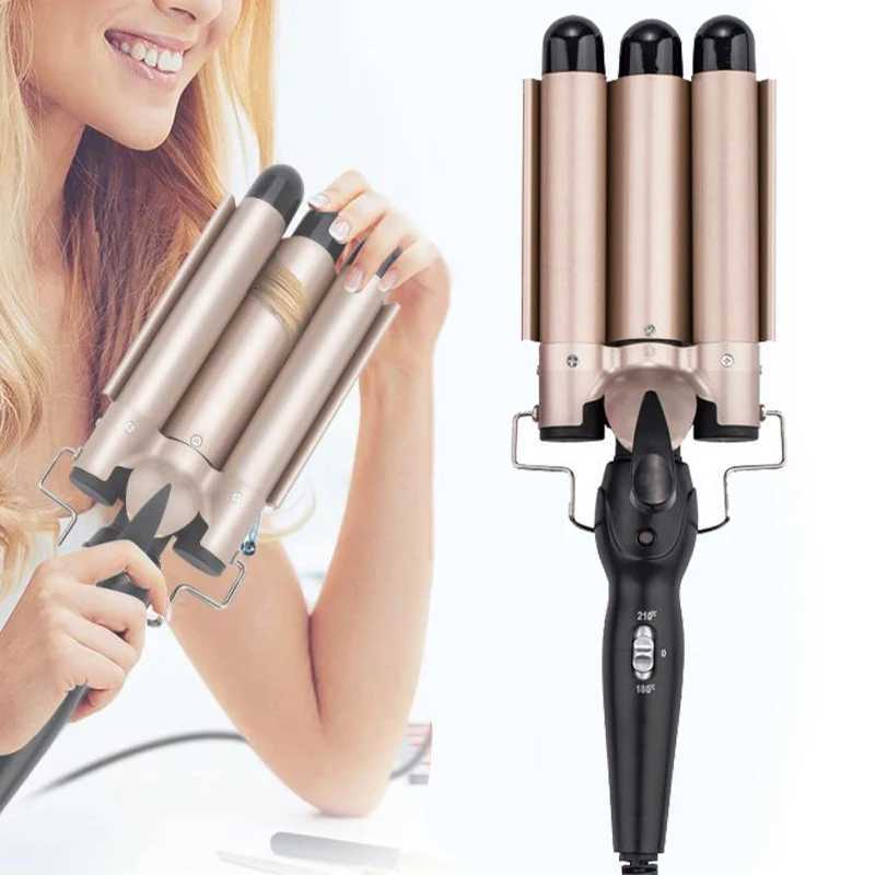 Hair Styling Tools Tourmaline Ceramic Glaze Crimper Hair Iron Triple Barrel Waver Hair Curler Three Barrel Curling IronT251210-image-1087889615