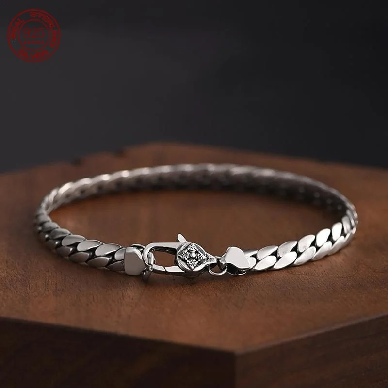 S925 Sterling silver fashion simple elegant Cuban bracelet for men and women handwoven riding crop chain jewelry gifts 251204