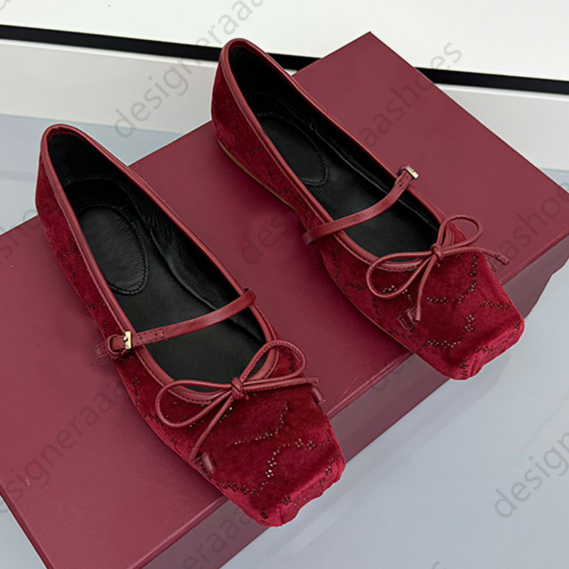 nuove Anchora ballerine in velluto rosso sandali firmati da donna designer di cristalli morsetto mary jane scarpe ballerine scarpe eleganti nere Moc