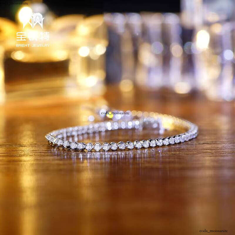 18k Tennis Lab Grown Bracelet Cuban Custom Fine VVS Moissanite Jewelry