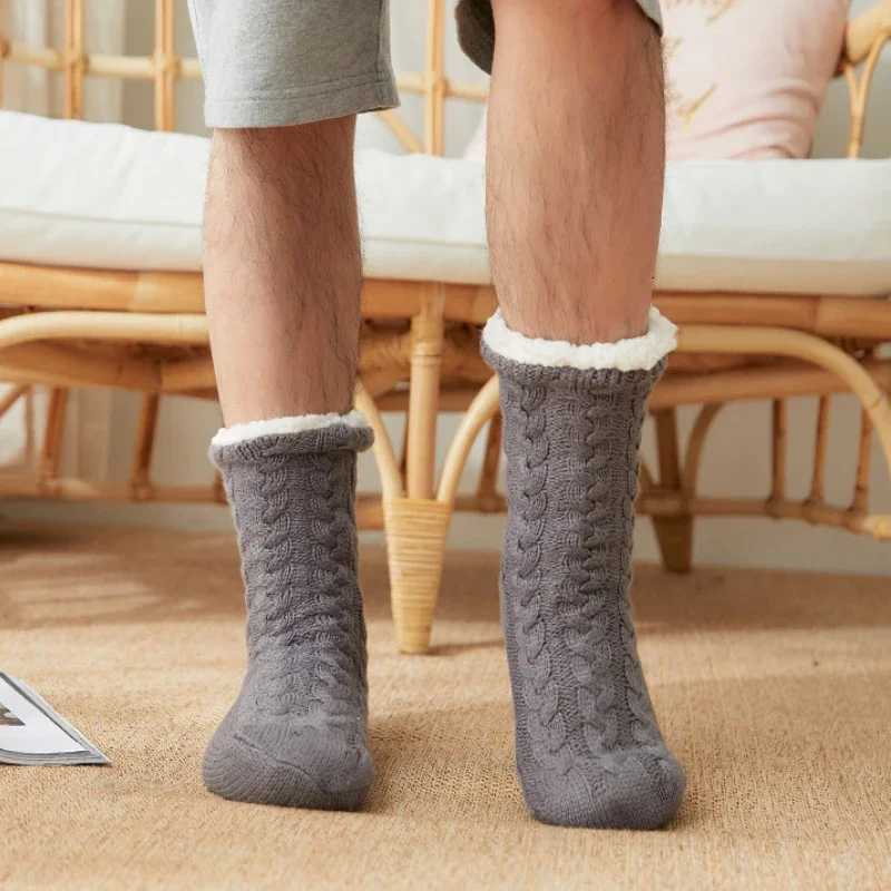 Mens Home Thermal Socks Winter Warm Short Cotton Thick Sleeping Soft Fluffy Slip Non Floor house fuzzy slipper Sock Male GripXJ251210