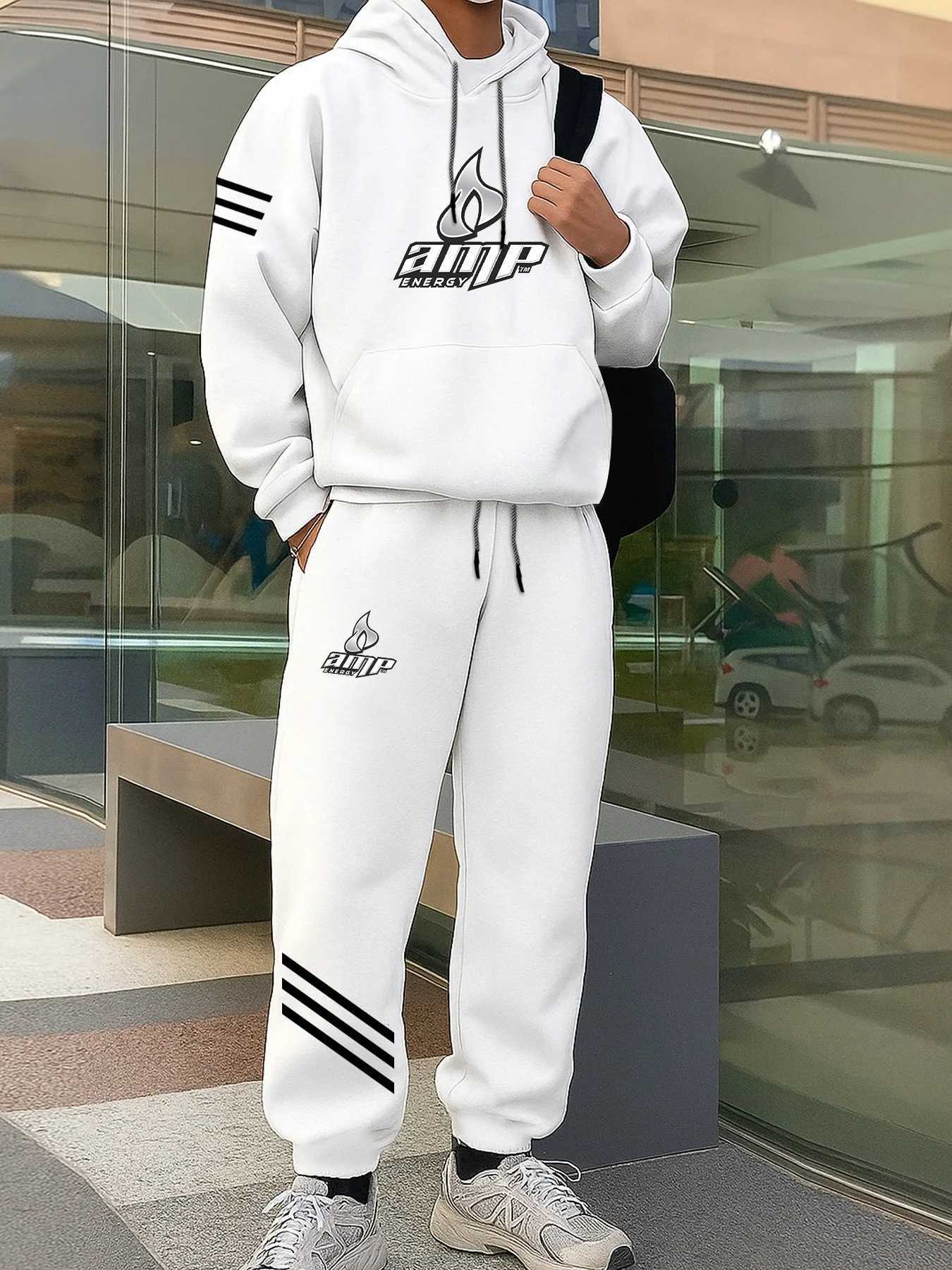 2025/26Fashionable autumn and winter mens best-selling hoodie Y2K street versatile 2-piece set SweatshirtTrousers Jogging Suit M251210
