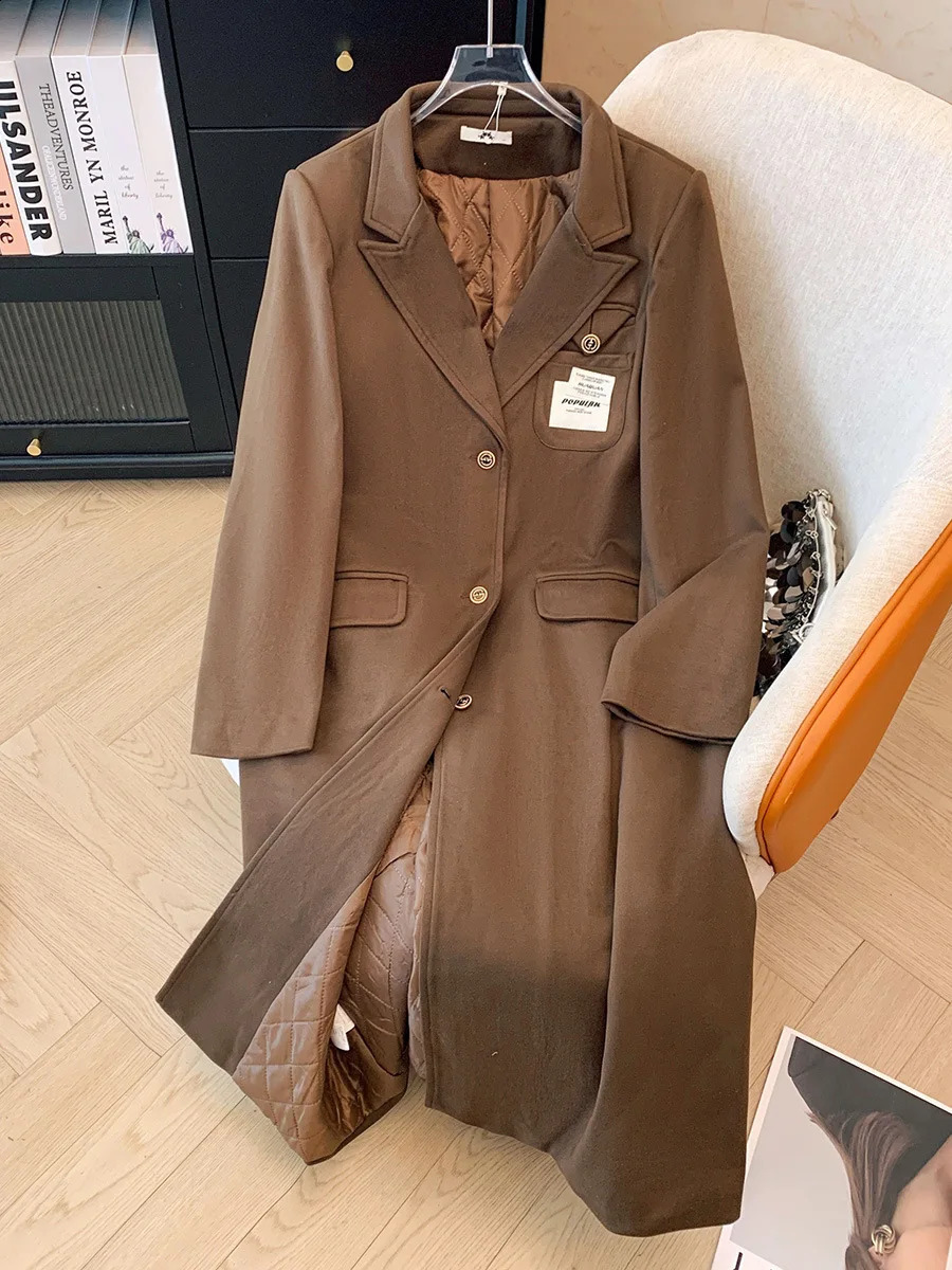 150Kg Plus Size Womens Bust 158 Winter Thick Loose College Style Trench Coat LongSuit Collar Windbreaker 5XL 6XL 7XL 8XL 9XL 251205BJ