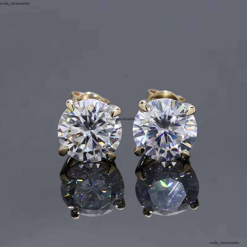Free Purchase of Pure for Women 2ct 8.0mm White D Color VVS Moissanite Stock 18k Gold Earrings