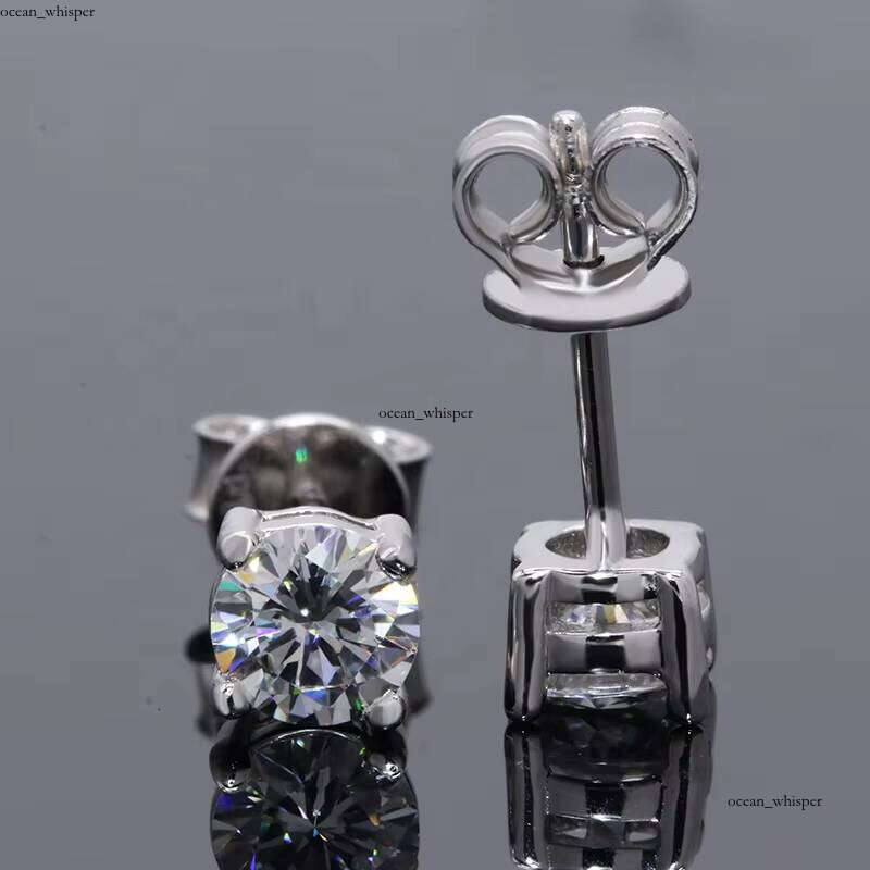 VVS Moissanite 1ct/2ct Large CT Fashion Jewelry 2021 Pure Silver 925 VVS White Round Cut Carbon Silicon Earrings Studs