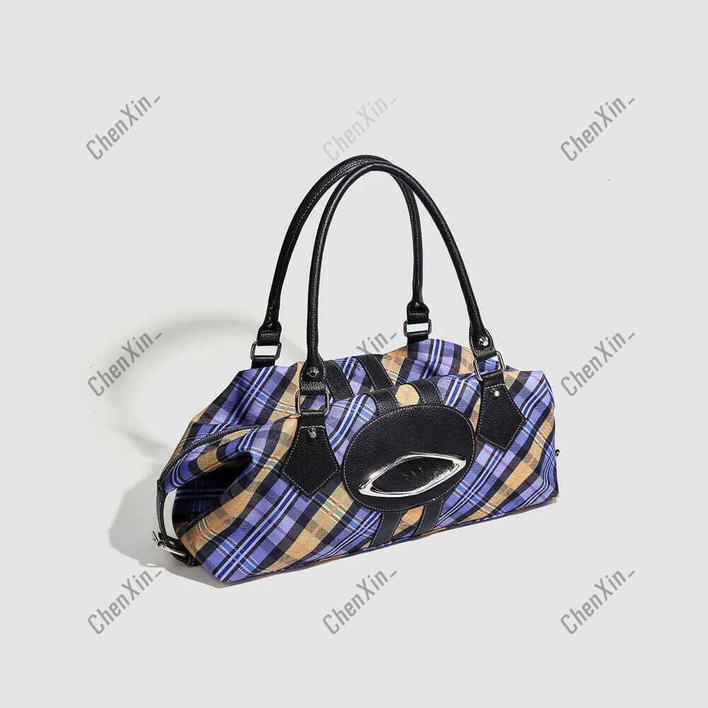 West wood bag Designer Saturn bag with logo 2025 Trendy Hot Girl Vintage Bowling Retro planet Plaid Single Shoulder Underarm Large Capacity Commuter