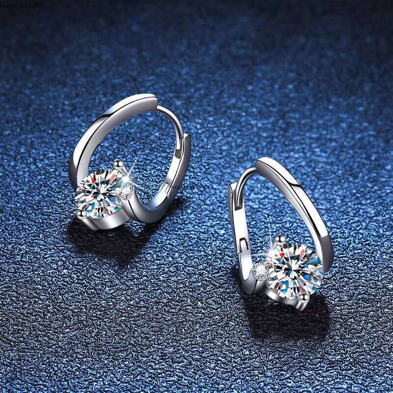 WZ016 Exquisite 6.5mm 1 CT Vvs Electroplated White Gold 925 Sterling Silver Jewelry Moissanite Women's Wedding Engagement Earrings