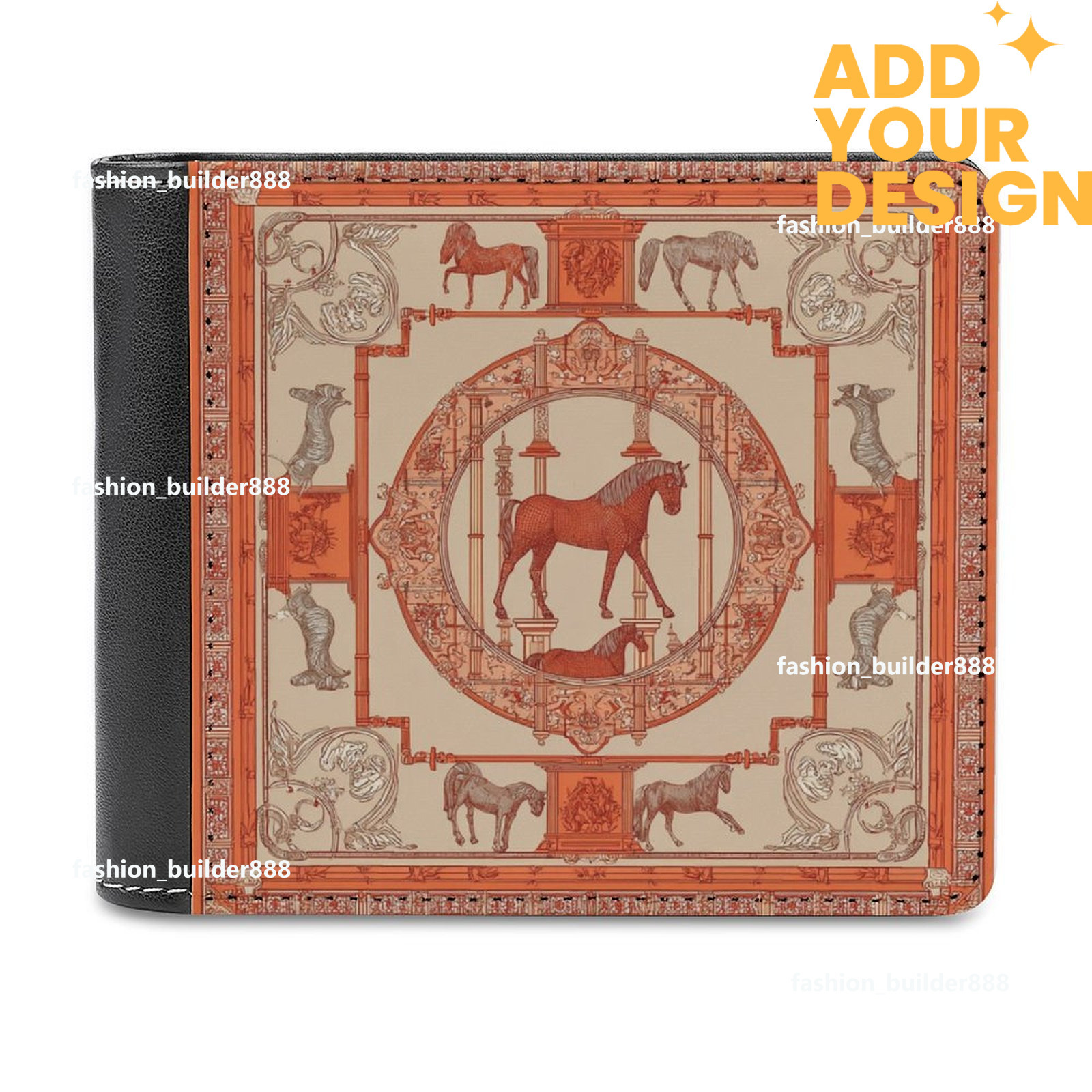Custom Designer H Top Grain Leather Wallet Luxury Horse Pattern for Men Extra Capacity Bifold Wallet Ultra Strong Stitching Slim Billfold with 7 Car
