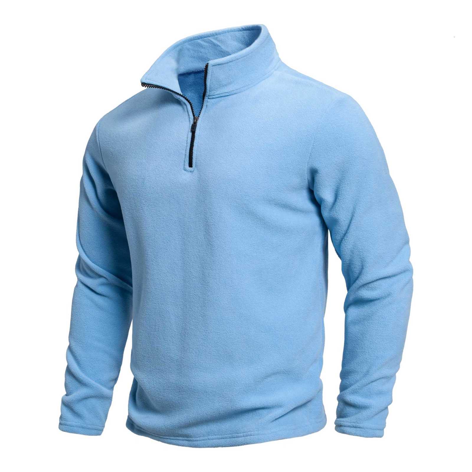 Mens Outdoor Warm Fashion Pullover Winter Warm and Comfortable Half Zip Solid Color Polar Fleece PulloverXJ251210