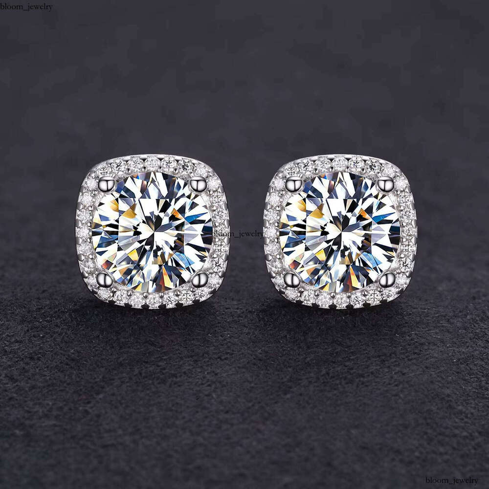 Dropshipping New Arrival Fashion Men's Jewelry 4ct 925 Sterling Silver VVS Moissanite VVS Moissanite Halo Magnetic Earrings